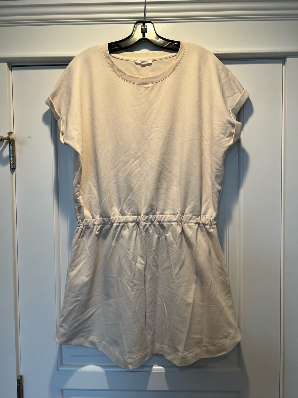 Splendid Cream Drawstring Tee Mini Dress